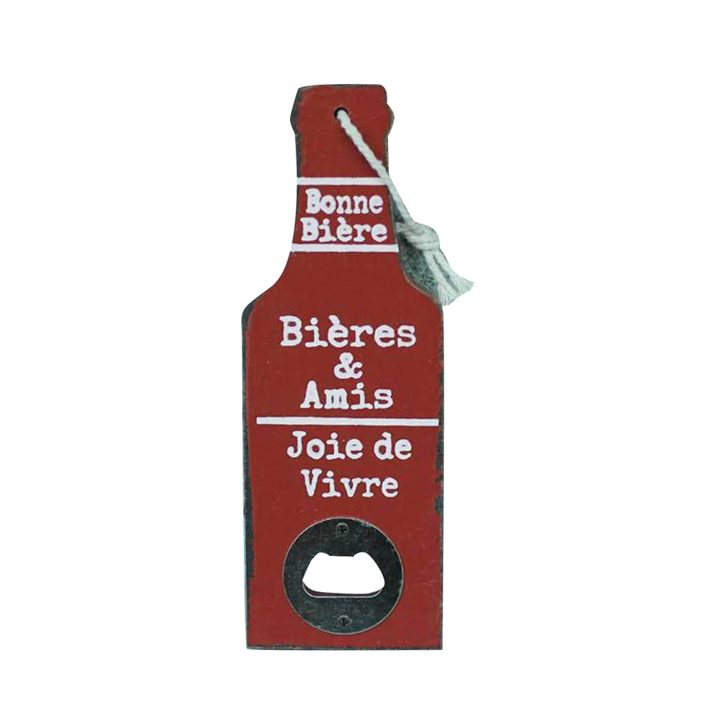 

American Country Style Wall Mounted Bottle Opener Beer Shaped Home Decor Red For Kitchen Bar Use ()