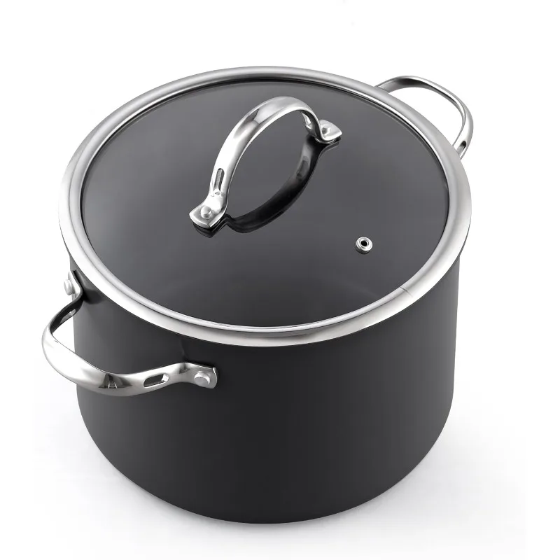 

Stockpot Dutch Oven Casserole with Glass Lid, 8-Quart Classic Hard Anodized Nonstick Soup Pot