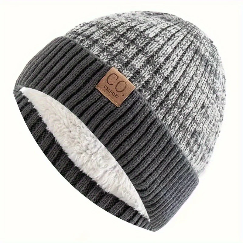 Winter Knitted Cycling Hat Men And Women Thick Fleece-Lined Hat Winter Beanie Fashion Warm Beanie Cap Casual Winter Knitted Hats