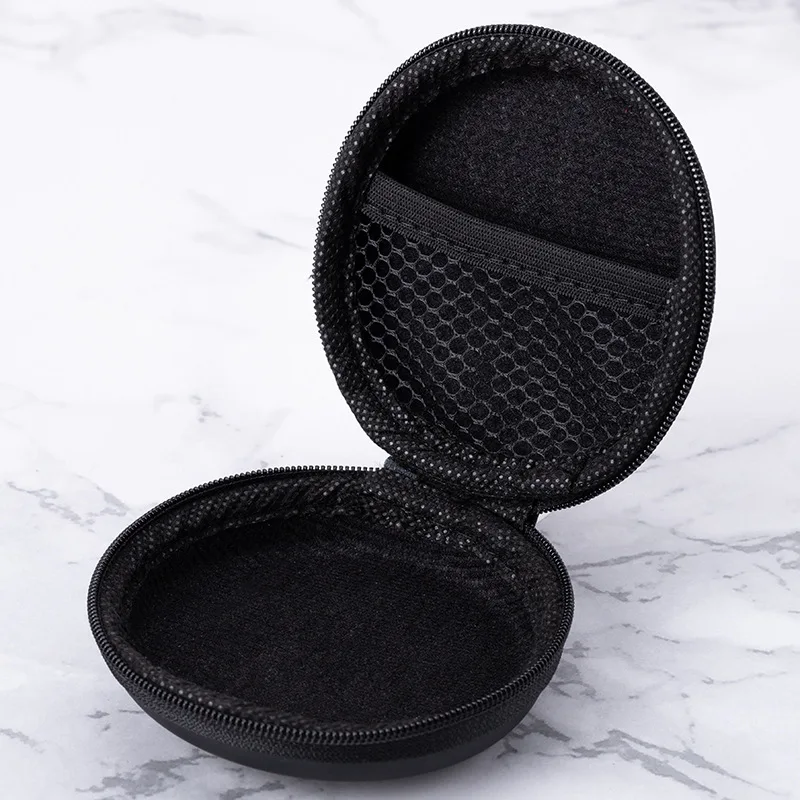 Mini Bolsa Redonda de Armazenamento em EVA, Tecido Composto, À Prova de Choque, com Zíper, Organizador Portátil para Fones de Ouvido, Cabos de Dados e Armazenamento em Viagem