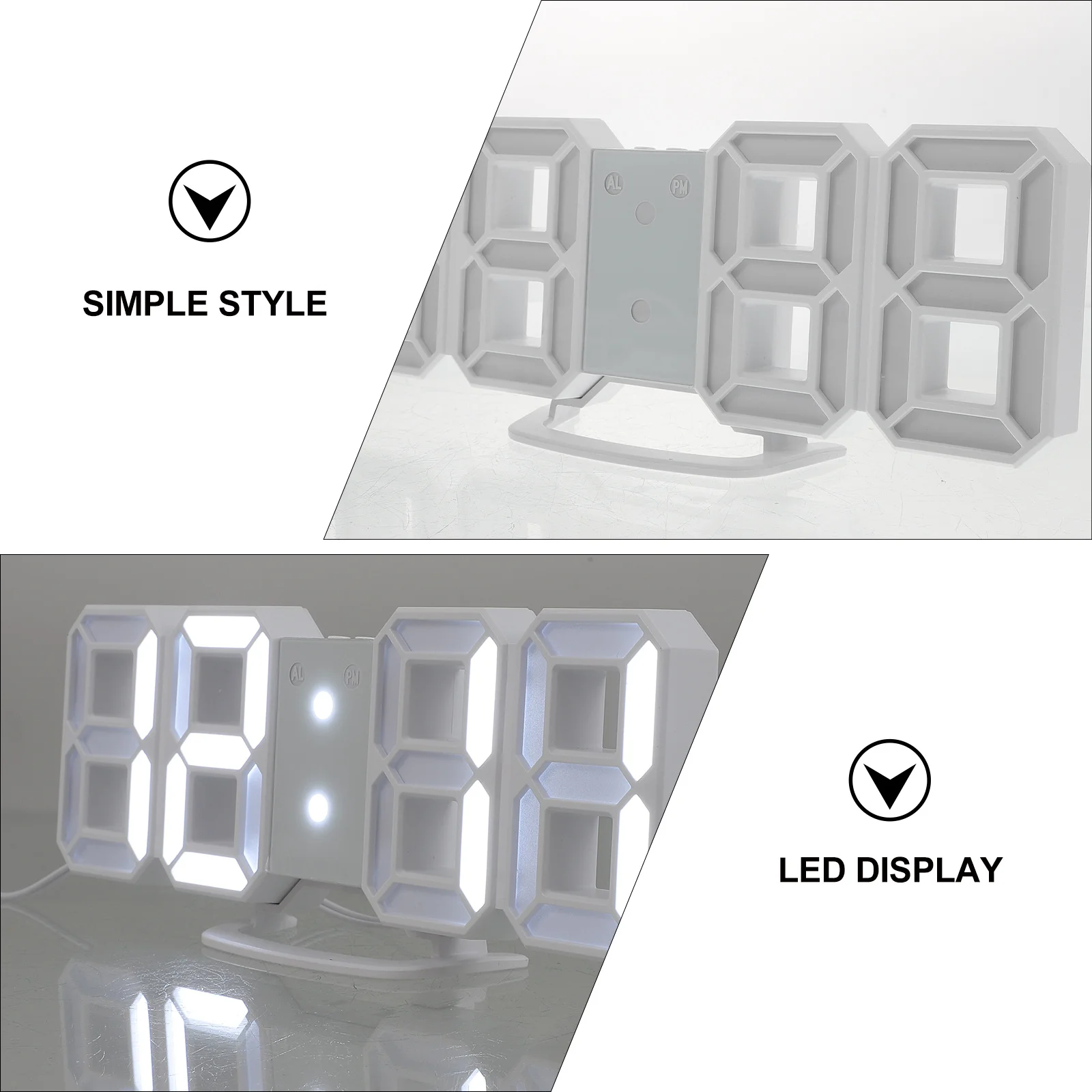 

LED Wall Clock Home Wall-mounted Vintage Decorative Decoration Plastic Clocks Digital for Living Room Office Bedroom