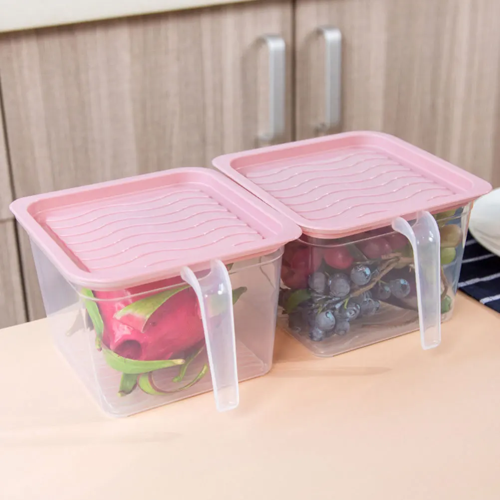 

4Pcs Refrigerator Fresh-Keeping Box Pink Leak-Proof Sealed Food Container Portable Kitchen Food Storage Case Home Storage Box