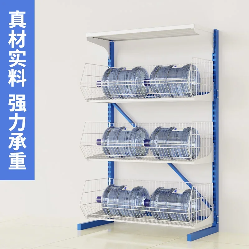 Supermarket shelves, store snacks display , thickened double-sided shelves, multi-layer commercial floor-to-ceiling net racks