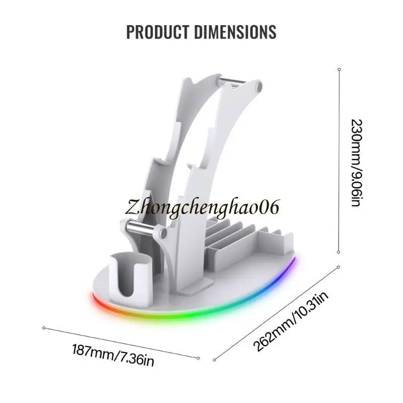 Gaming Console Accessory Holder Illuminated Shelf With Colorful Lights For Video Game Controllerss Headphones Game Cards 601F