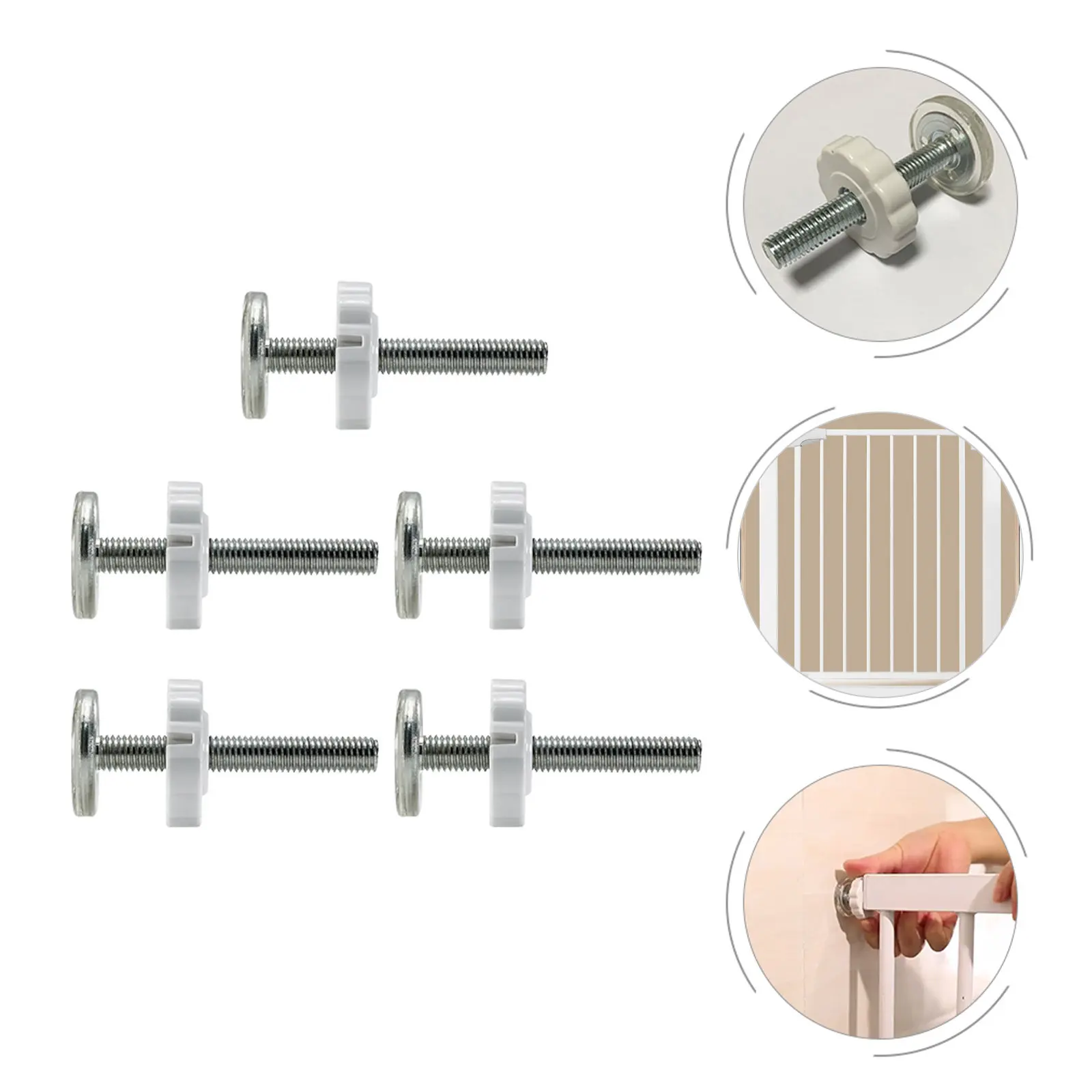 5Pcs Baby Gate Screw Bolts Pressure Mounted Threaded Spindle Rods Plastic End Wall Protector Stair Dog Gate Screws Kit
