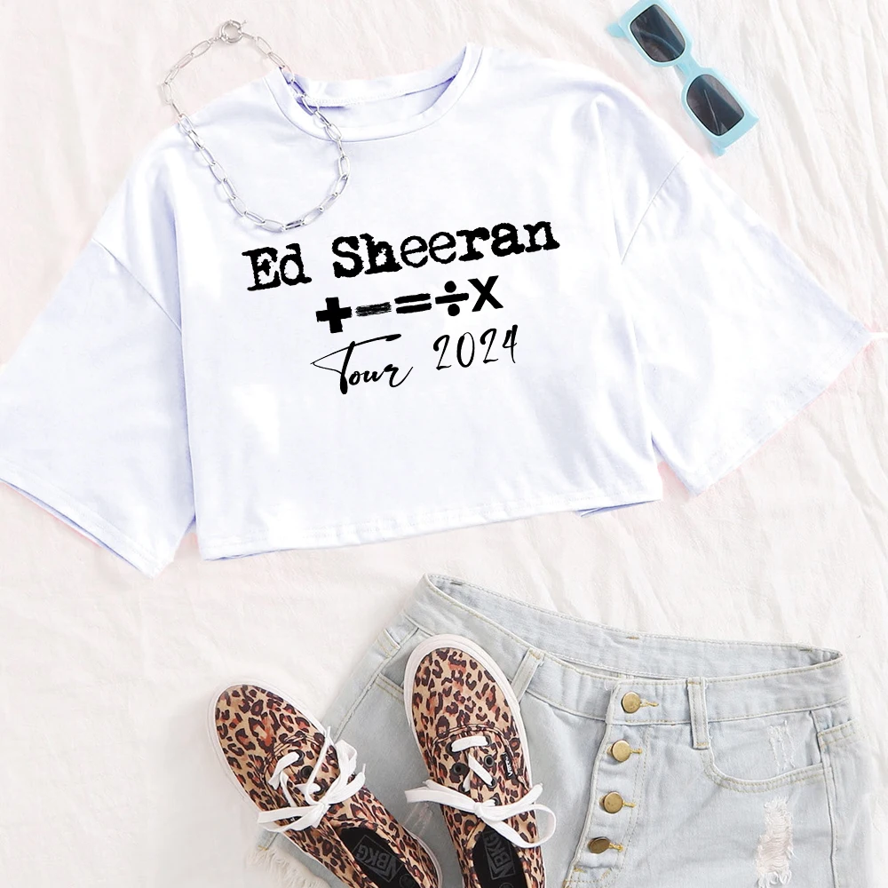 Ed Sheeran 2024 matematica Tour Girls o-collo Casual donna Crop camicie per Fan Gift Tops