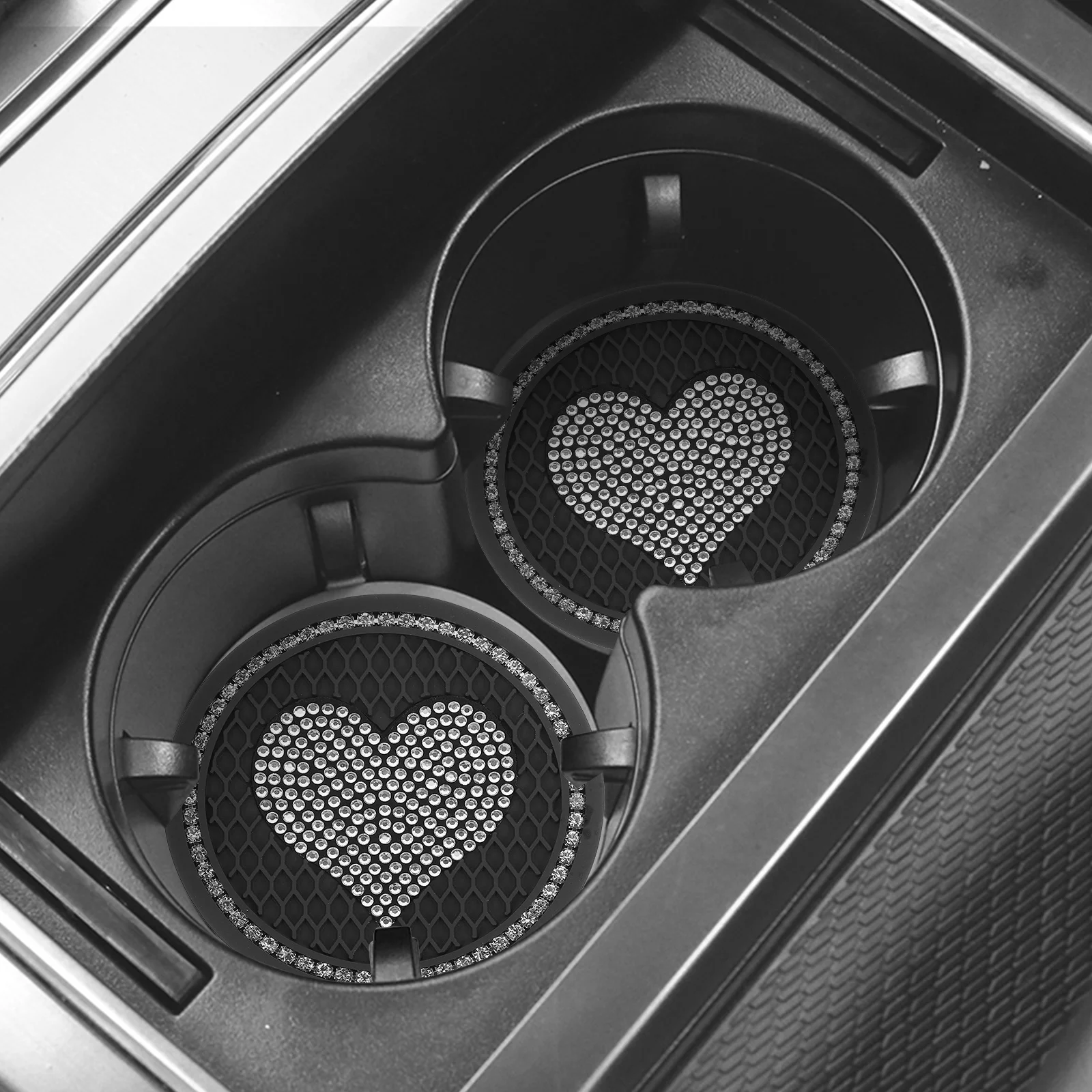 

2pcs Anti Slip Cup Pads Black Round Coasters for Car Durable Heat Resistant Car Accessories Cup Mats Bottle Mats