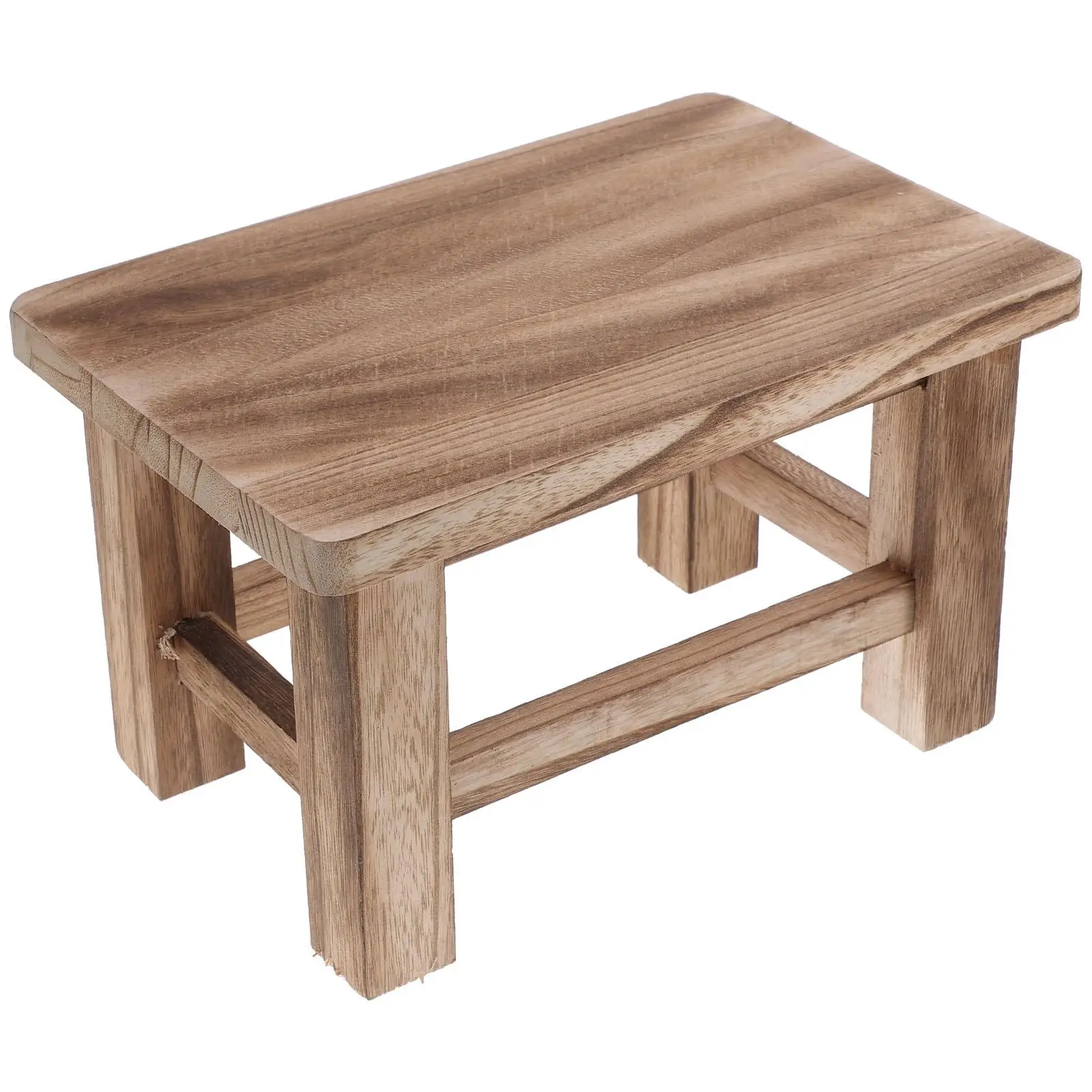 Bangku Kayu Solid Retro Kompak Pintu Masuk Multi Ruangan Bangku Langkah Balita Anak Bangku Kayu untuk Furnitur Anak