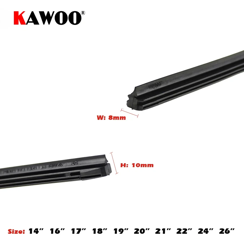 KAWOO 10pcs Car Vehicle Insert Rubber Strip Wiper Blade (Refill) 8mm 14