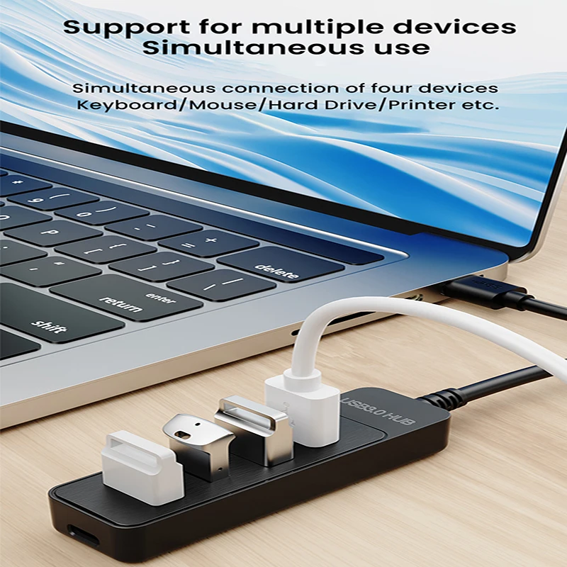 4 Ports USB 3.0 Hub Multi Splitter Extender Type-C HUB Converter Expander for Macbook Pro PC Computers Laptop