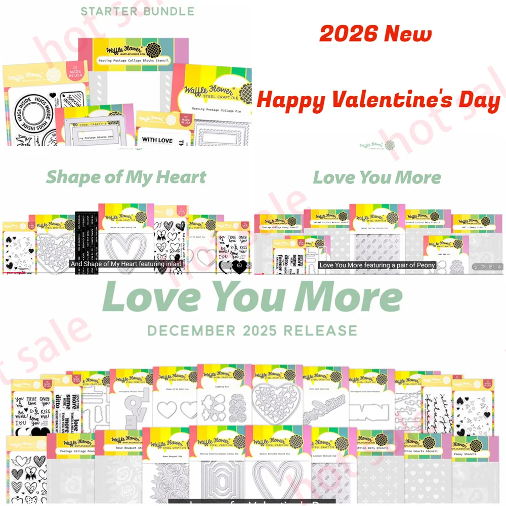 

Valentine's Day Love Heart Waffle Flower New Metal Cutting Dies Stamps Stencil Embossing Template DIY Greeting Card Handmade