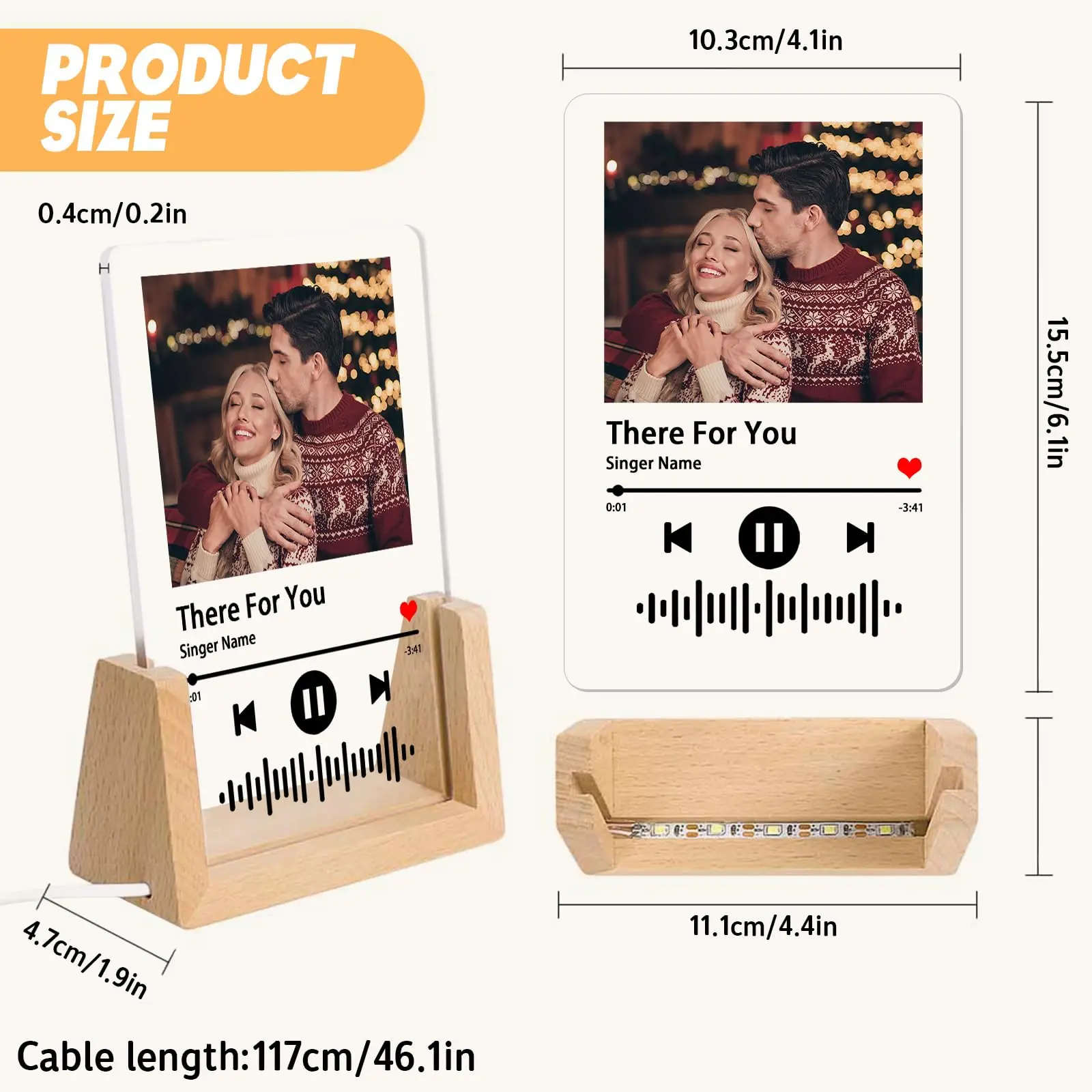 Personalized Picture Plaque Lamp Custom Couple Photo Acrylic Board Art Decor Romantic Anniversary Birthday Mother\'s Day Gift