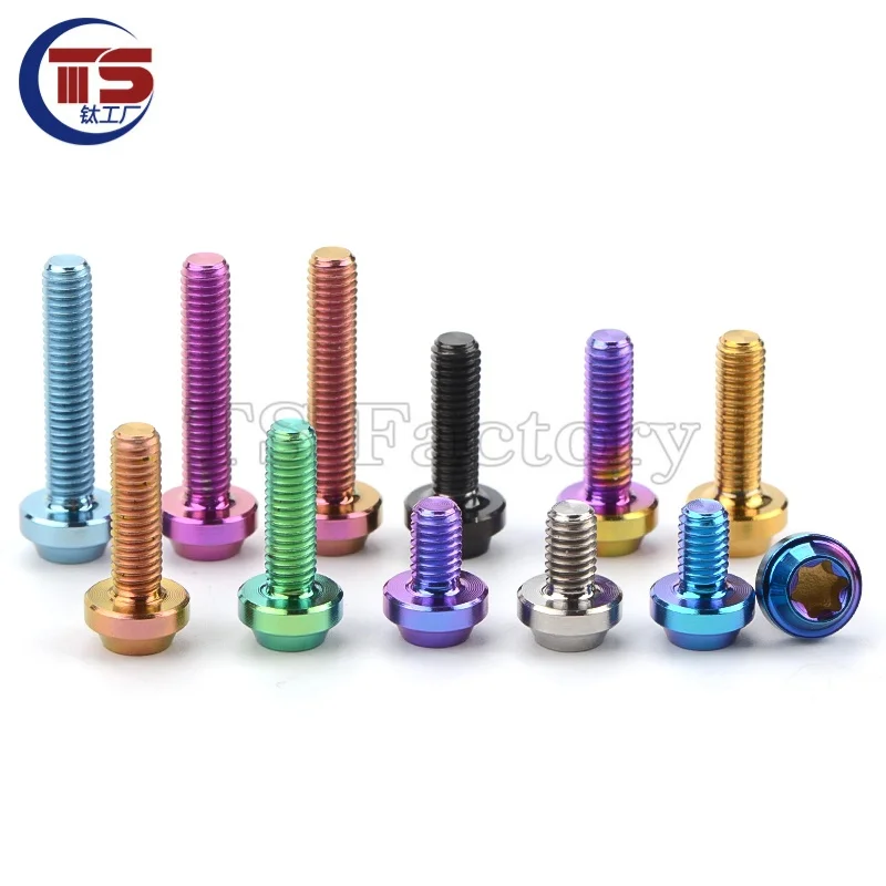 TS Titanium Factory 10PCS Titanium Alloy Screws Torx Head M3 Motorcycle Modification Screws TC4