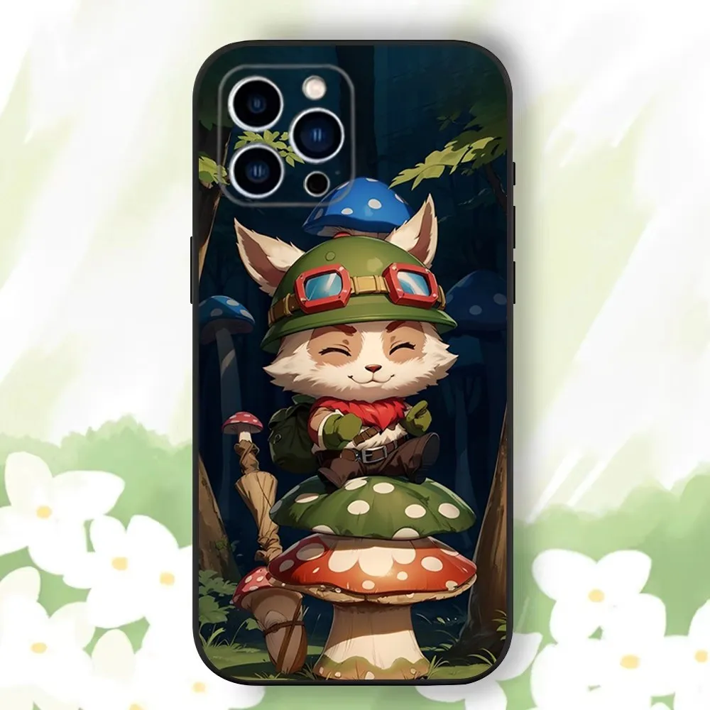 L-League of Legend T-Teemo Phone Case For iPhone 16,15,14,13,12,11 Plus,Pro Max,XS,X,XR,SE,Mini,8,7，Soft Silicone Black Cover