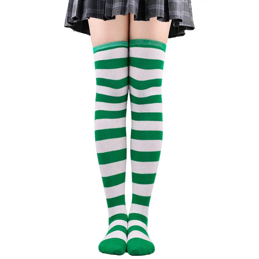 Unisex Striped Pattern Socks One Size Polyester Costume Accessory for Festival Stage Party and Casual Wear