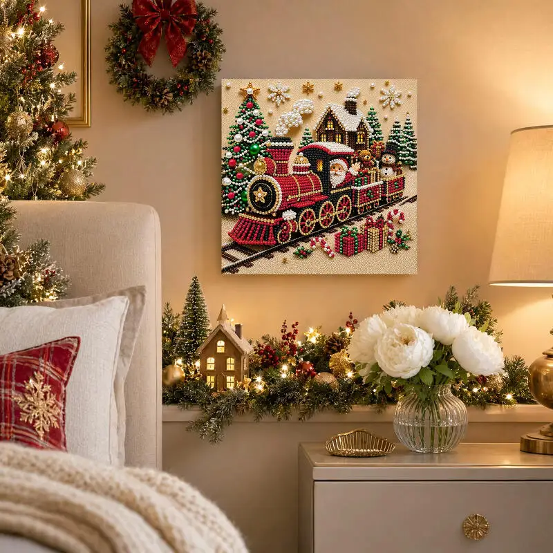 DIY Christmas Santa Pearl Paintings Kit Toy Art and Craft Christmas Home Decoration Holiday Handmade Gifts for Adult