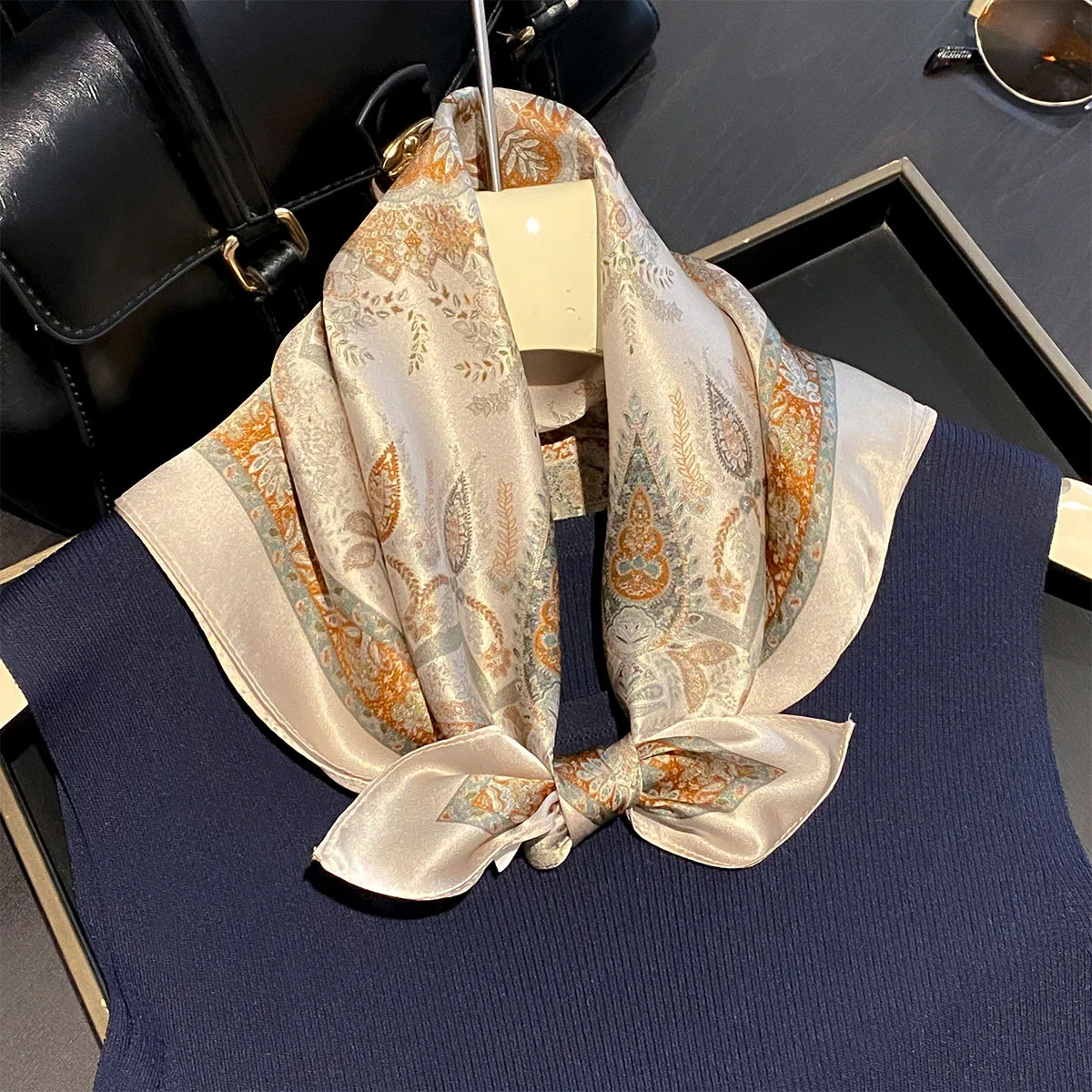 Echarpe-100-soie-veritable-printemps-Ete-pour-femme-foulard-carre-Elegant-de-luxe-haut-de-gamme-chale-hijab-bandana