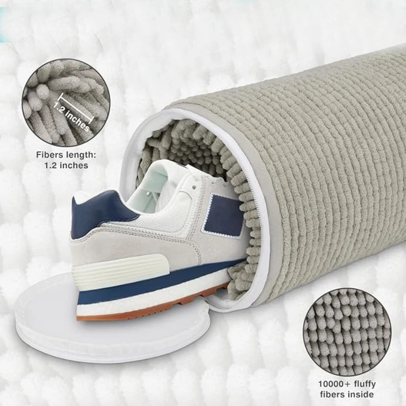 

2pcs Machine Washable Lazy Shoe Washing Bag Adapts To Various Sizes and Has Fluffy Fiber Inside for 360° Cleaning of Shoes.