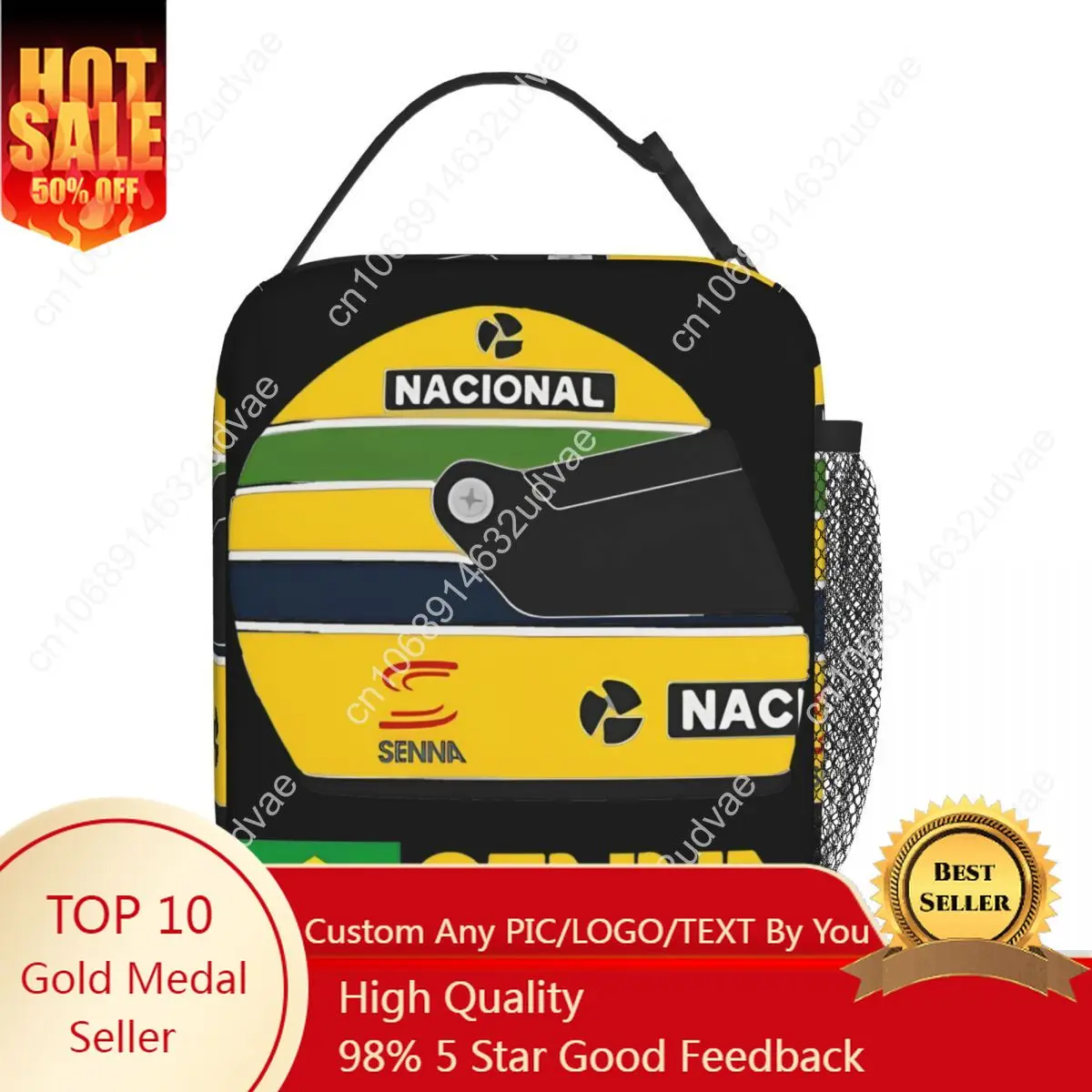 a-アイルトン・セナのレーシングカーグッズ断熱ランチバッグ、屋外食品保存バッグ、ポータブルクーラー、サーマルランチボックス