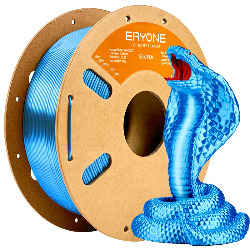 ERYONE 1KG Seide PLA 3D-Drucker Filament 1,75mm, Premium Seide Glänzende Oberfläche Einfarbig, Glänzende Glatte Oberfläche 1kg Spule