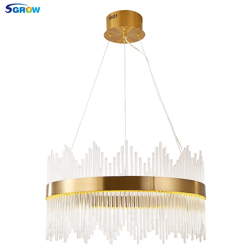 SGROW Post-modern Crystal Pendant Lights Luxurious Art Design Hanging Led Lamp for Villa Living Room Bedroom Lampara de techo