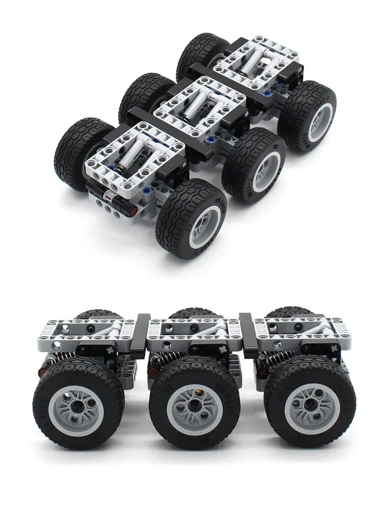 Mini-Dreiachsiges Fahrgestell 6-Rad-Anhänger-Bausatz 119 Teile MOC Technik-Bausteine Spielzeug – Detail 7