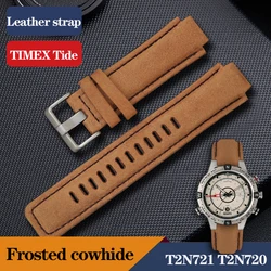 For TIMEX Watchband Men's Tide Compass Strap T2N721 T2N720 W2R55500 TW2T76500 Leather Watch Chain Silicone Rubber Belt 24*16mm