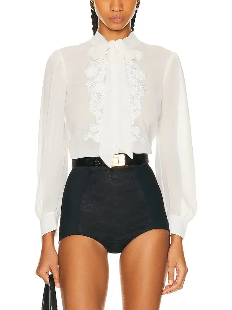 

spring/summer floral crochet embroidery fluttering straps see-through Women shirts2024 fashionable and versatile Oversized shirt