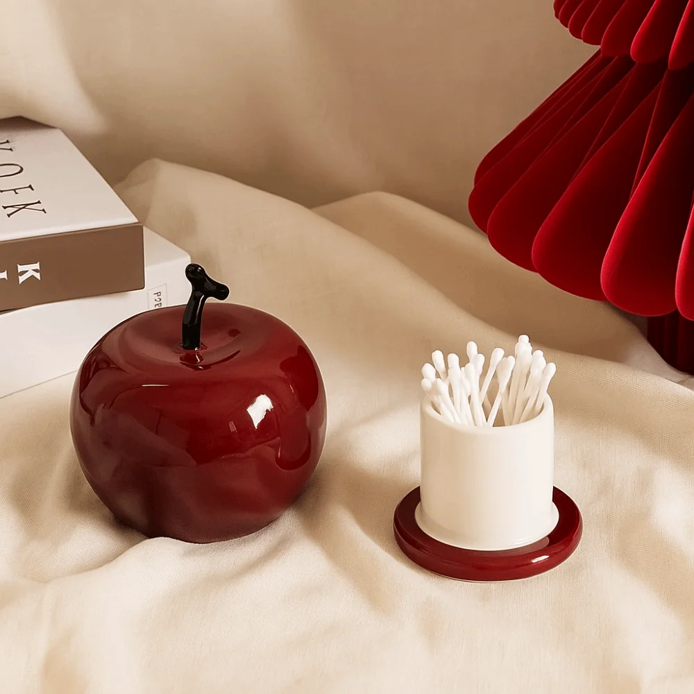 

Ceramics Fruit Theme Toothpick Box Fruit Shape Dust-proof Toothpick Dispenser Decorative Toothbridge Holder Home Office