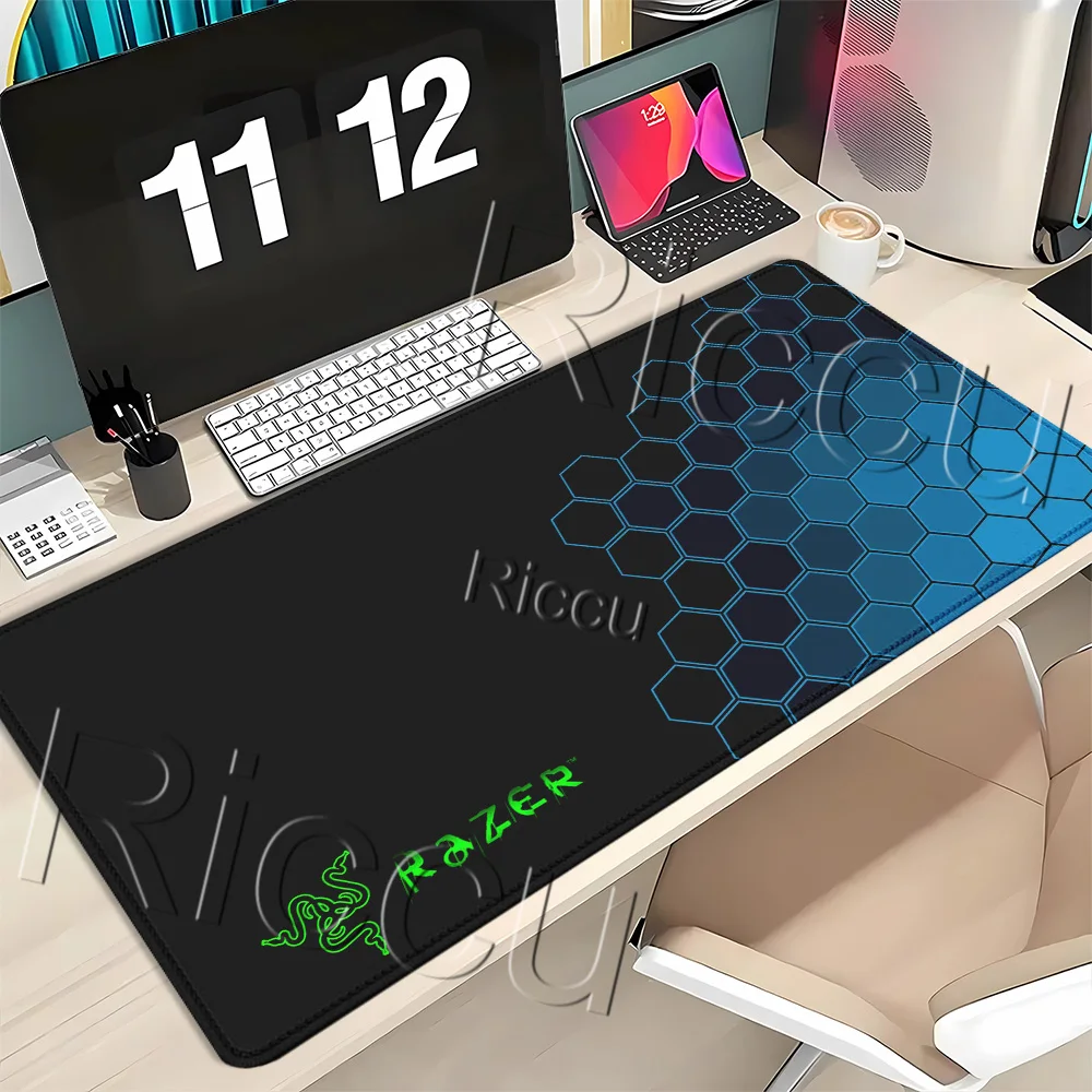 R-Razer Mouse Pad Gaming XXL Keyboard Large esports Mousepad 400x900mm Office accessories MouseMat HD printing overlock Desk Mat view 3