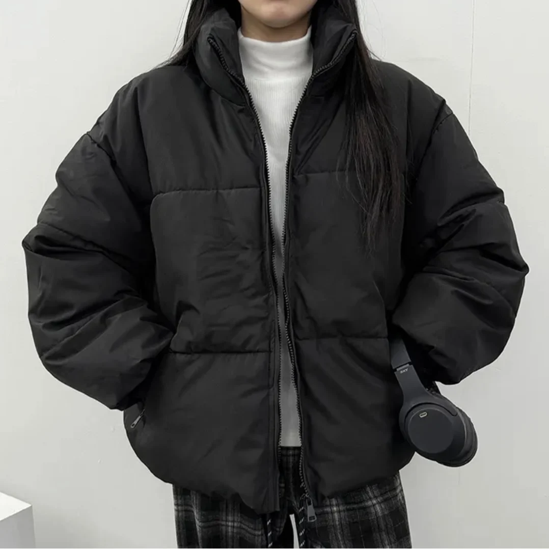 Donna Chic Winter Thiened Cotton Jaet Colletto alla coreana Puffer Pane Sle Top Faionable Capispalla Lungo Sve Pendolarismo