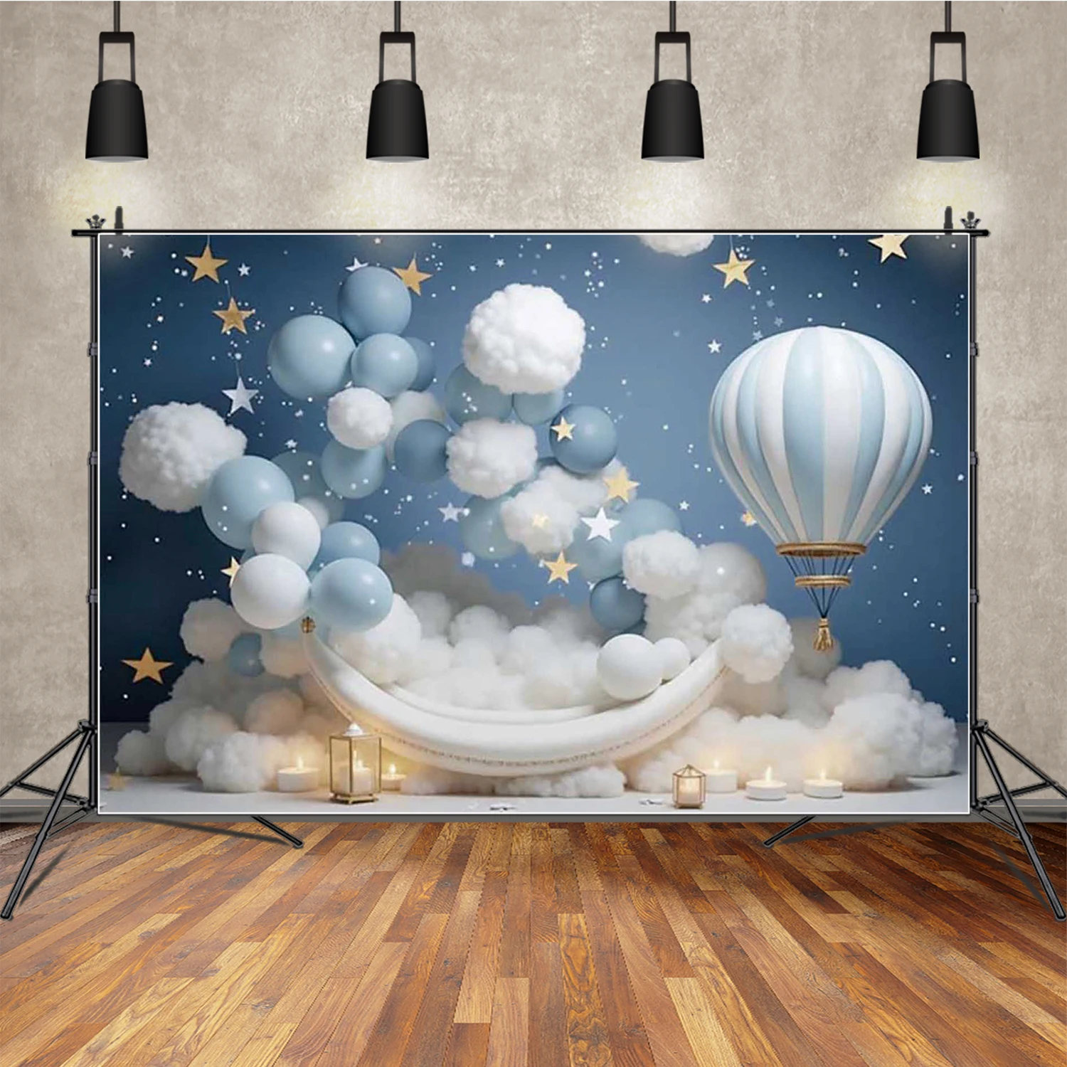 MOON.QG Fairy Birthday Photography Background Moon Candle Balloon Photozone Backdrop Children Studio Photobooth Accessories