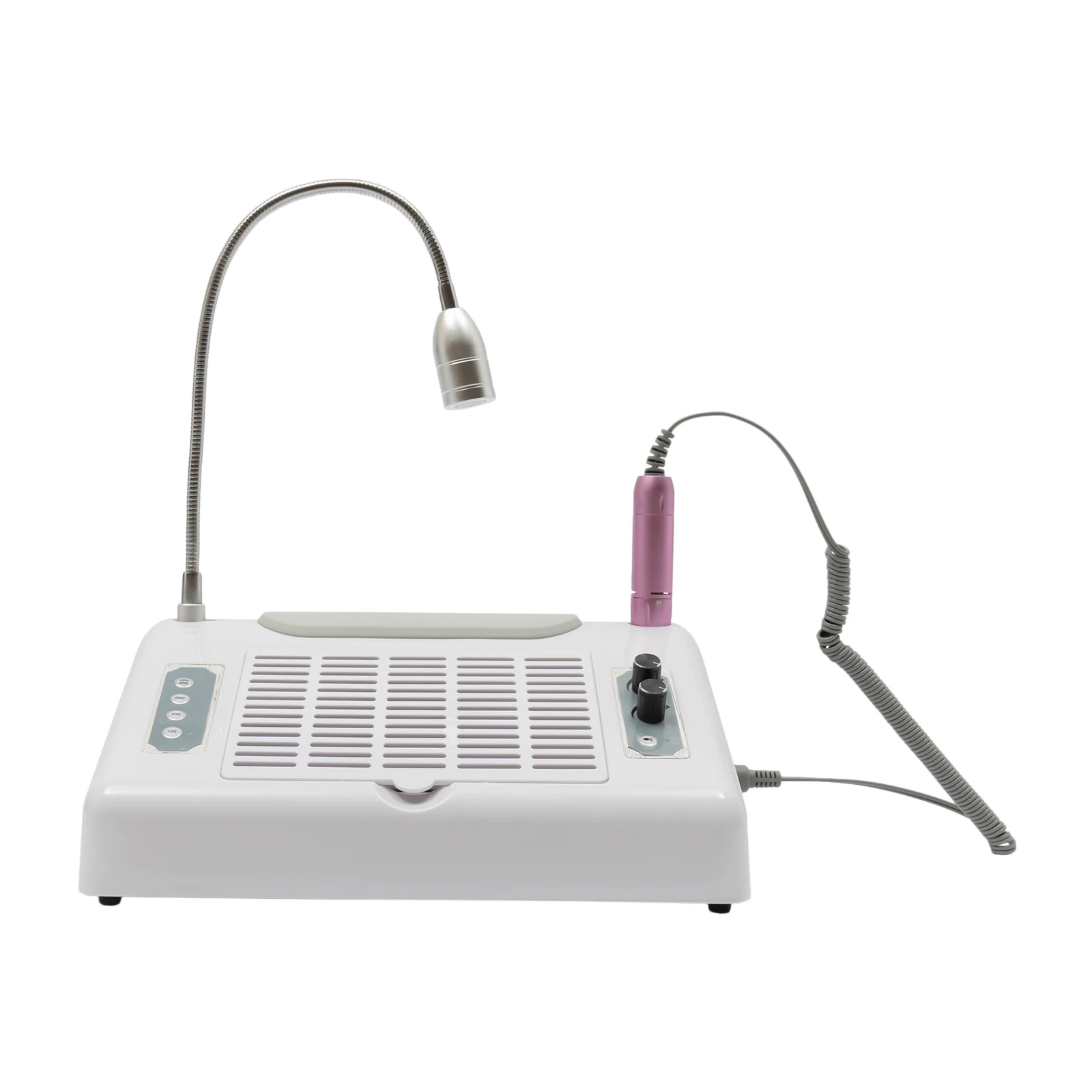White Multifunctional Nail Machine Aluminum Alloy ABS Plastic Material Countertop Design US Standard Plug 178W Total Power 30000RPM Nail Drill Dust Collector Desk Lamp Nail Lamp Integrated Nail Art Equipmen