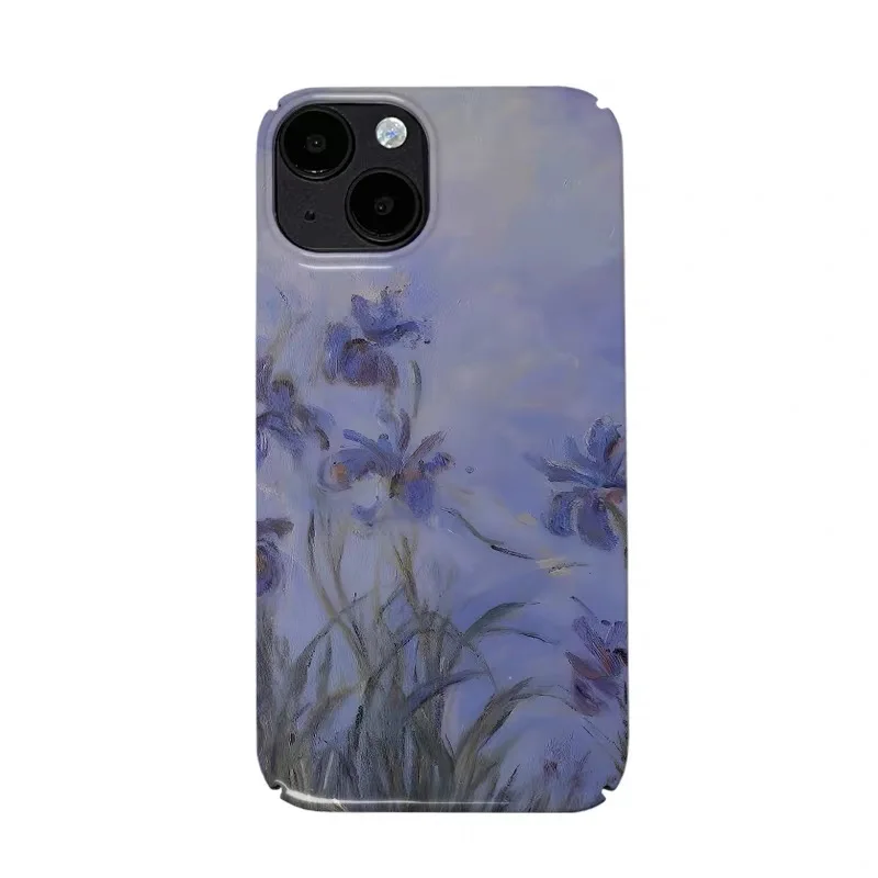 

Ins Purple Graffiti Flower Art Case for IPHONE 17 16 ProMax 15 14 Plus 13 12 MINI 11 PRO 16Plus XR XS MAX SE Acrylic Phone Cover