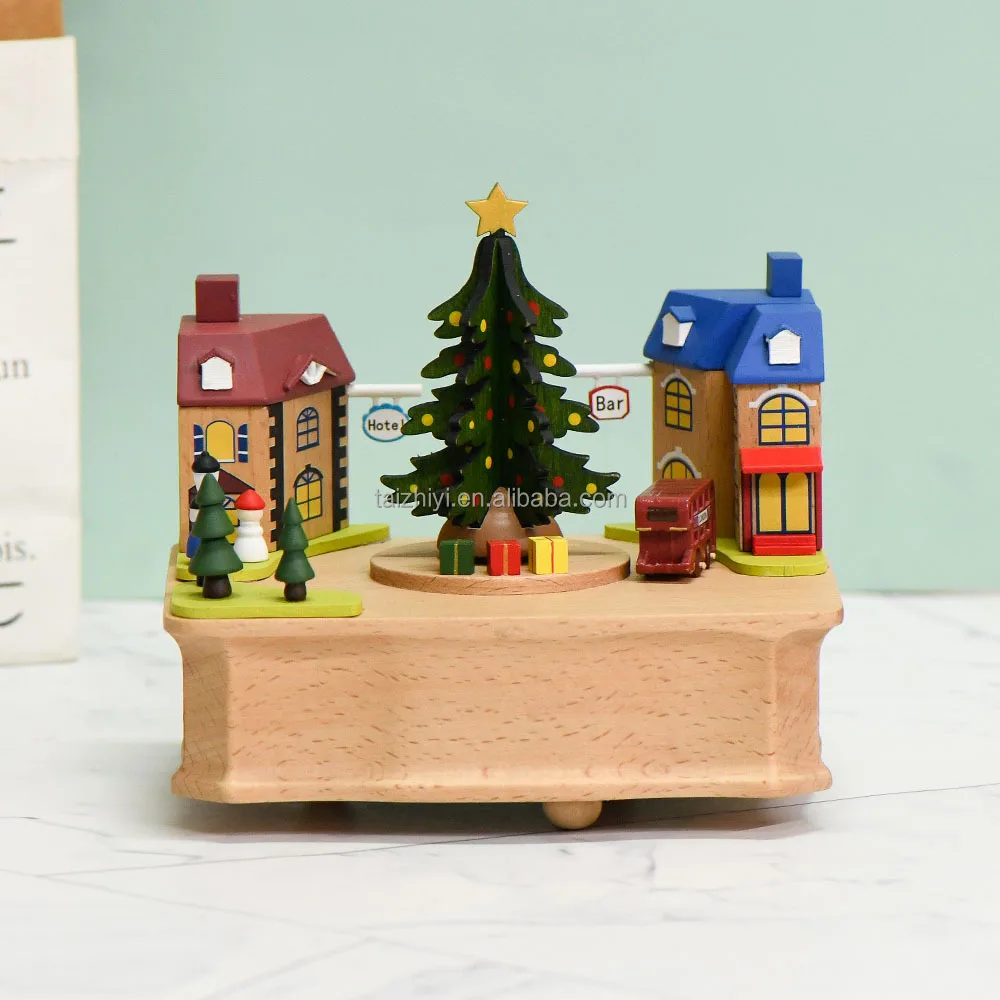 

Exquisite Beech Wooden Music Box Wholesale Street Scene Toy for Children Perfect Musical Gift for Holidays