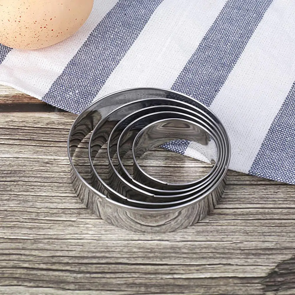 5Pcs/Set 3.5-7cm Multifunctional Stainless Steel Round Biscuit Mold Cookie Cutter Kitchen Accessories Ring For Cutting Cookies