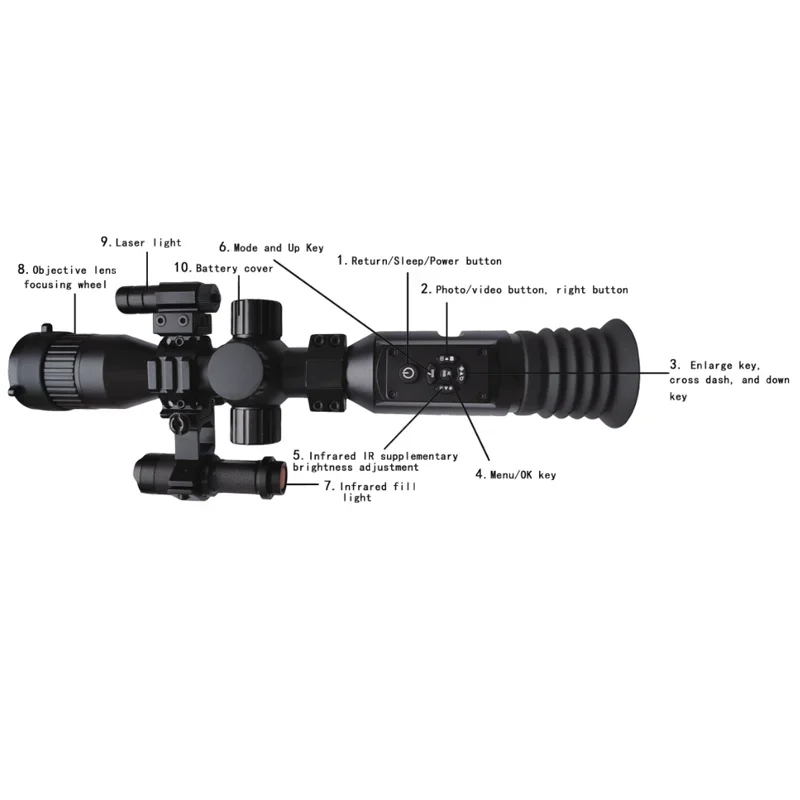 200 متر NV-003 الأشعة تحت الحمراء أحادي العين 850nm الأشعة تحت الحمراء للرؤية الليلية كاميرا فيديو مع مؤشر كروس 1920x1080 دقة الفيديو NV نطاق الصيد