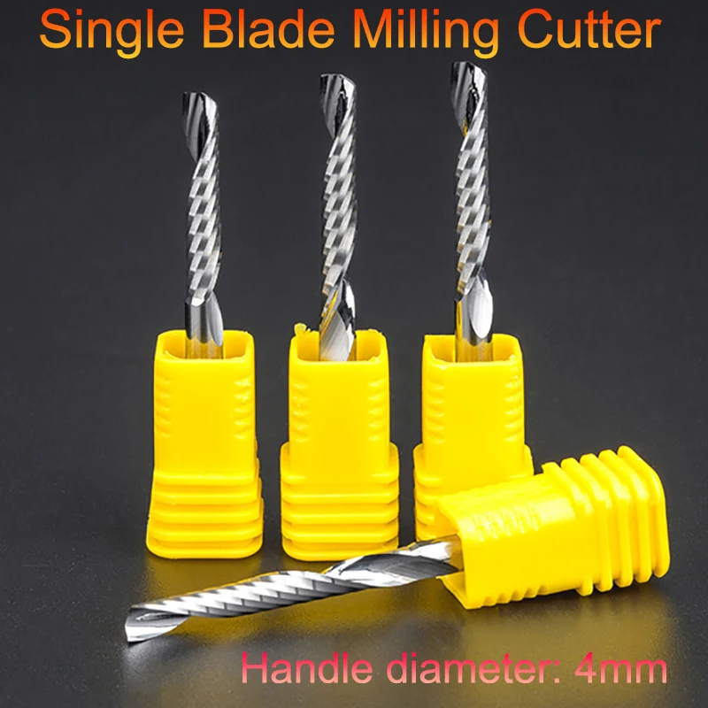 

1/3/5Pcs 4mm Single Blade Milling Cutter Straight Blade PVC Precision Carving Tool Head CNC Engraving Machine Tool Spiral Blade