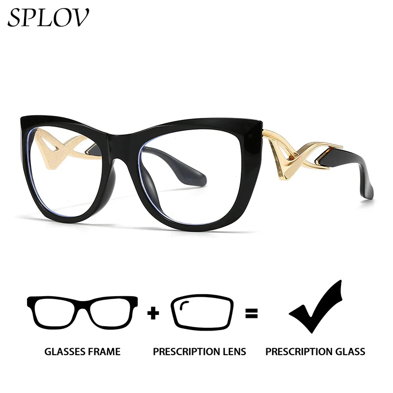 

SPLOV Custom Prescription Glasses Luxury Cat Eye Frame Design Professional Women's Anti Blue Light Photochromic Glasses