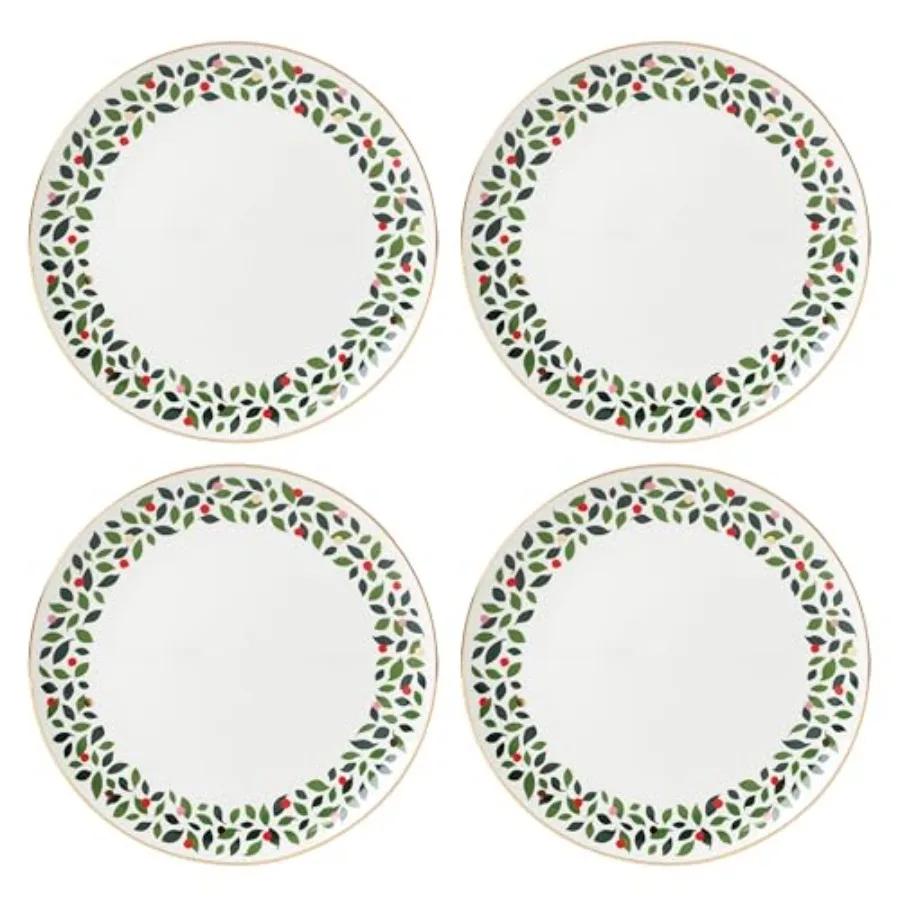 

Evergreen 4-Piece Dinner Plates 4 Count Ivory Christmas Dinnerware Set Holiday Hosting