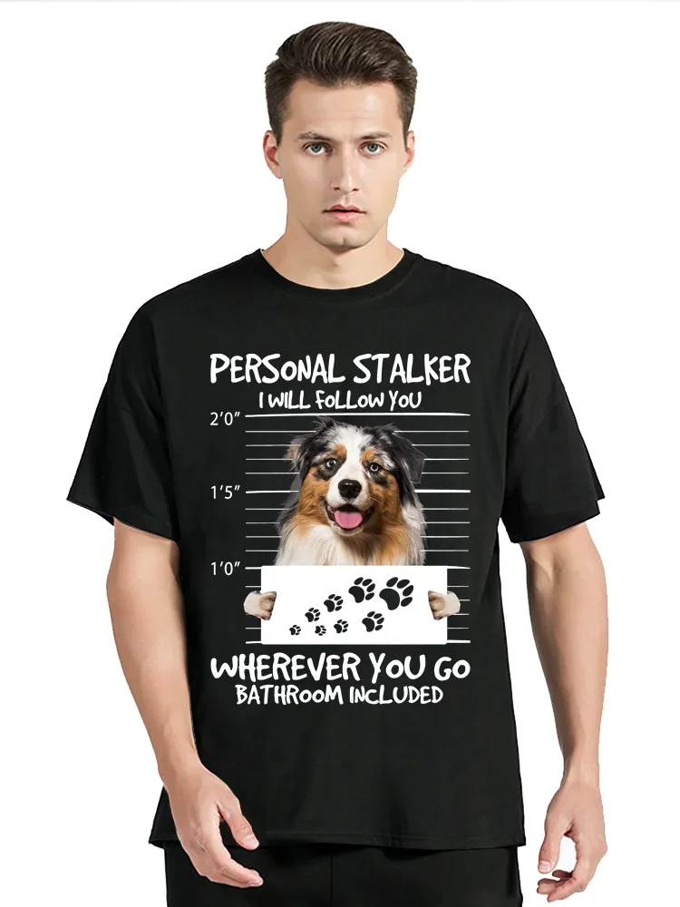 Harajuku Streetwear Aussie T-shirt Man Australian Shepherd T Shirt Funny Dog Gift For Her Him Dad Christma Tshirt Summer Tops