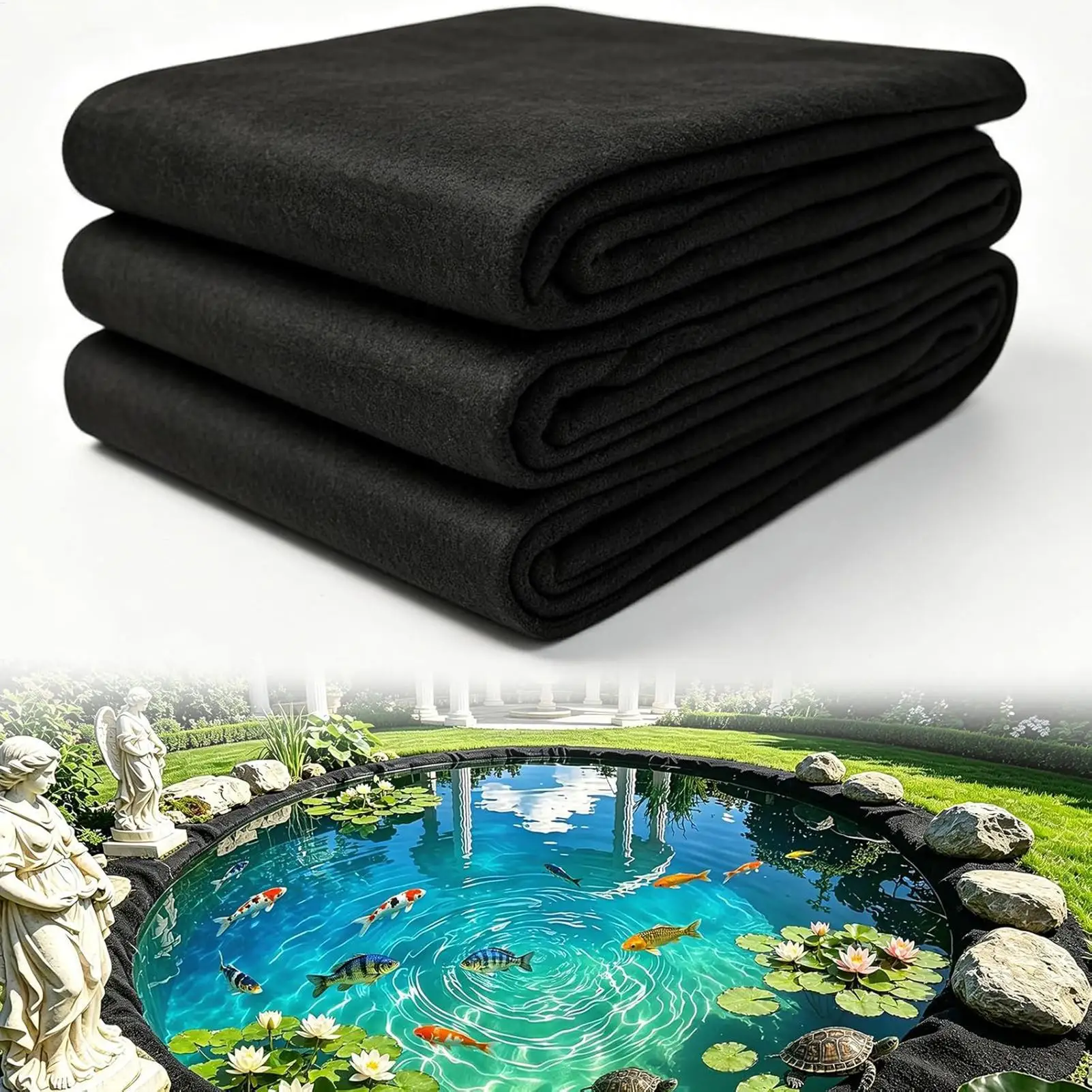 Pierce-resistant thickened Pond felt lining base layer Square felt bottom layer Waterfall Gardens Fishponds Waterfalls Liners