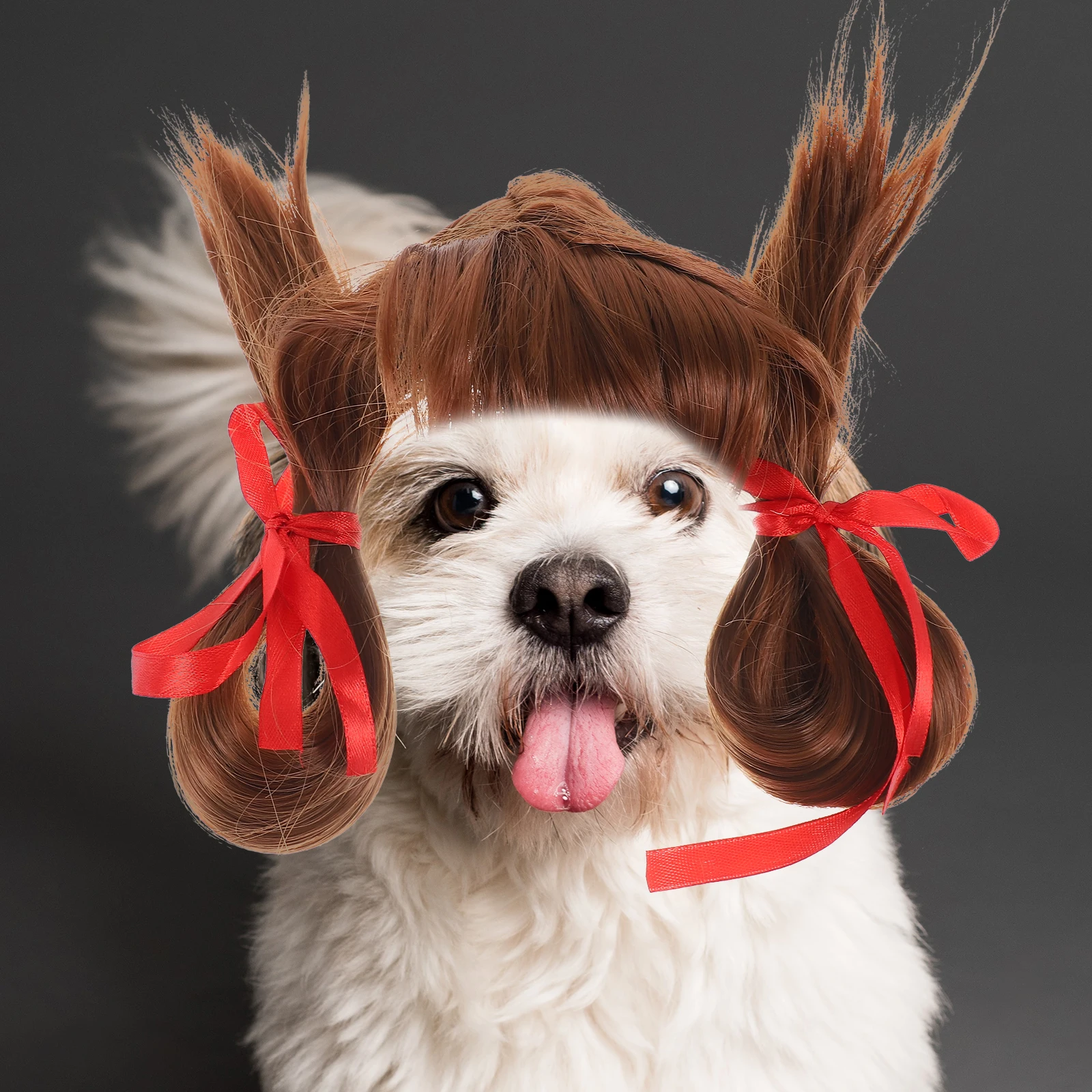 

Dog Curls Wigs Pet Halloween Headpiece Hairpiece Nylon Fiber Headdress Cat Periwig Supply Decoration