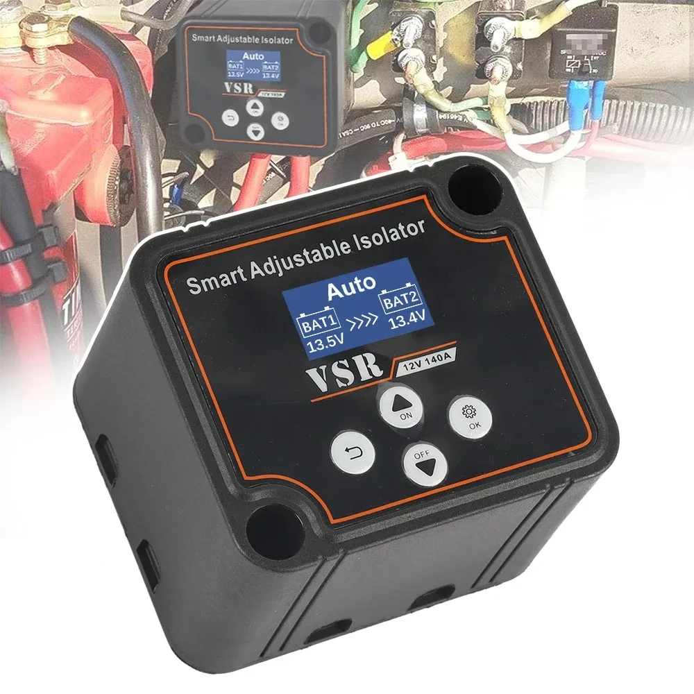1Pcs Adjustable Voltage Dual Battery Isolator 12V 140Amp VSR for Lithium & Lead-Acid Battery Wear-resistant Car Accessories