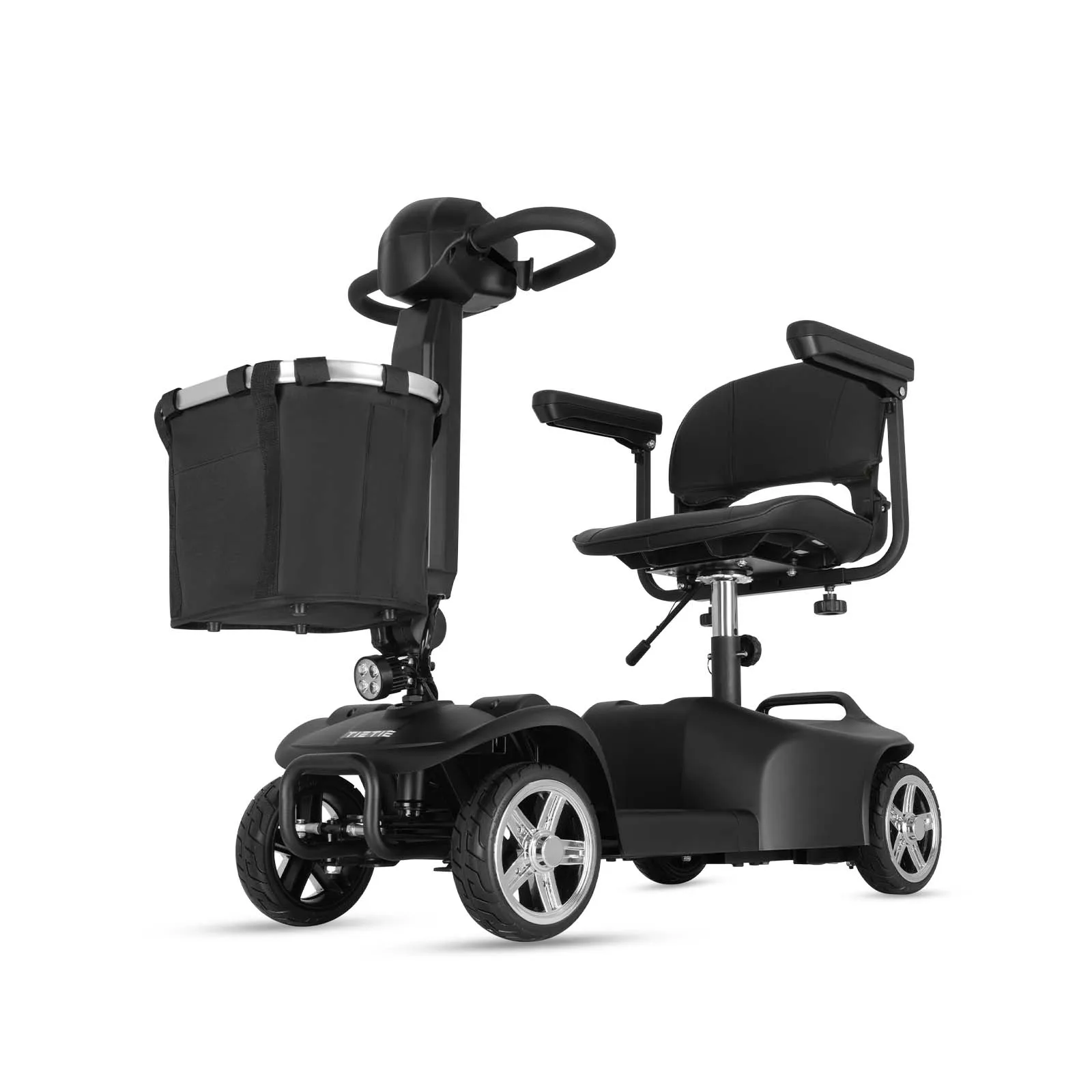 All‑Terrain Electric Mobility Scooter for Adults Elderly, 265LBS Capacity 5MPH 4 Wheel Travel Scooter with LED Light, 360° Swivel Seat & Anti‑Tip Wheels