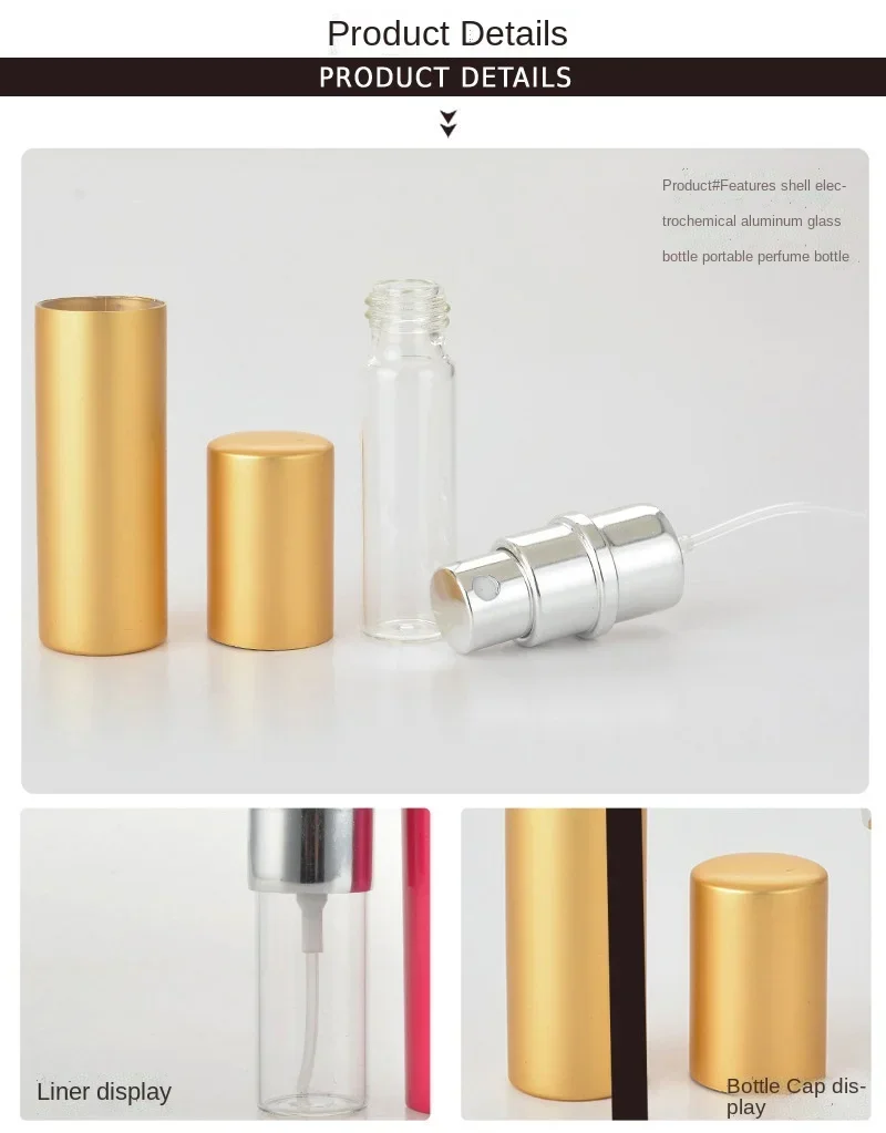 3/5/7pcs Mini Portable For Travel Aluminum Refillable Perfume Bottle With Spray&Empty Cosmetic Container With Atomizer