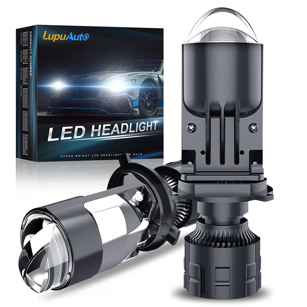 H4 LED 프로젝터 미니 렌즈, 자동 H4 LED 헤드라이트 전구 키트, 변환 하이 빔 로우 빔, 6000K 터보 선풍기 자동차 라이트 램프, 2 개