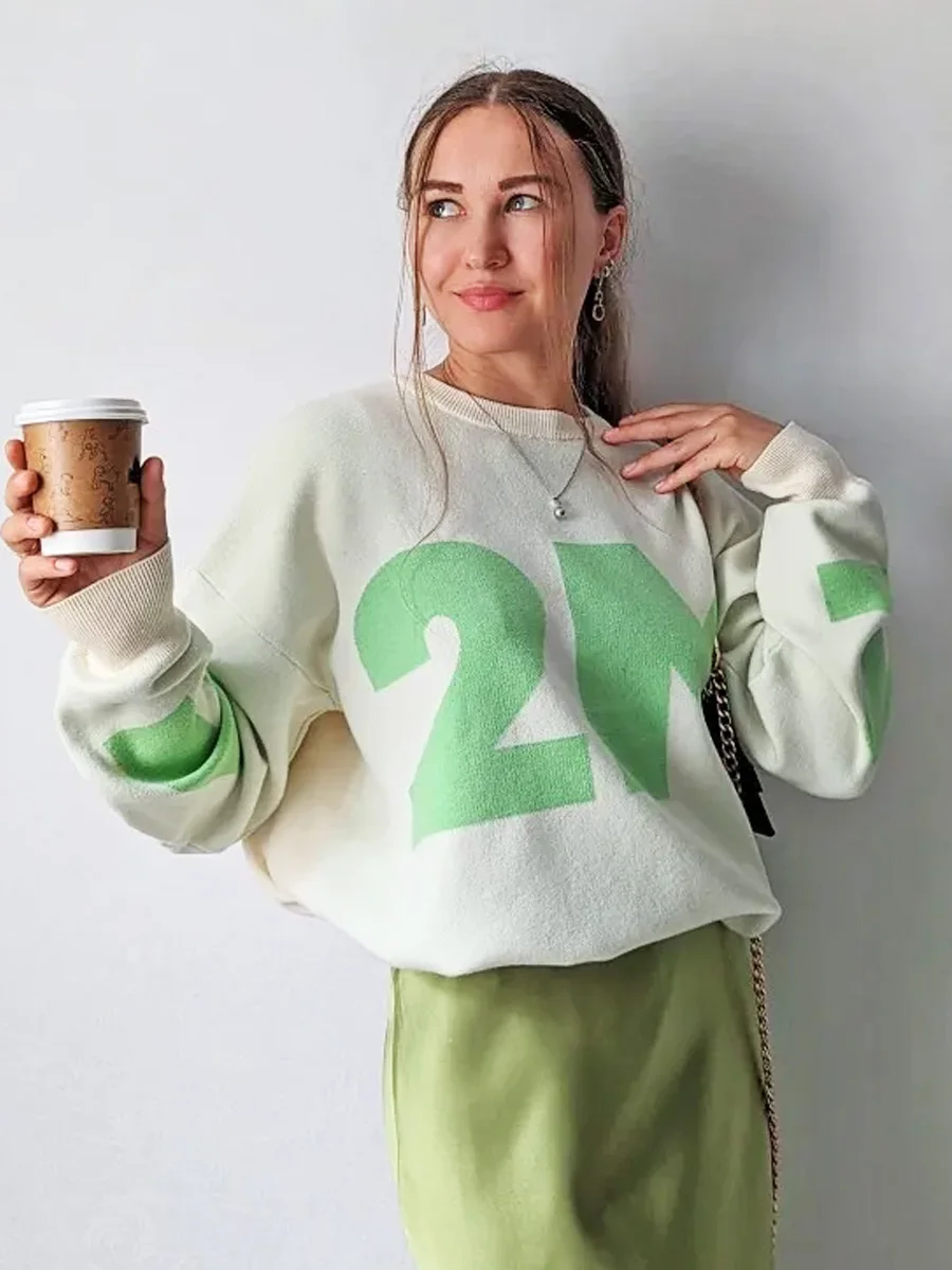 

Women's Oversize Sweater Cute y2k 2024 Autumn Winter Cozy Long Sleeve Tops Jumper Outwears For Women Clothing Promotion 3143