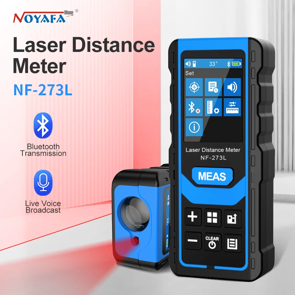 NOYAFA Professional Rangefinder Red Beam Laser Distance Meter Laser Pointer Laser Tape Measure Instrument with Voice Bluetooth