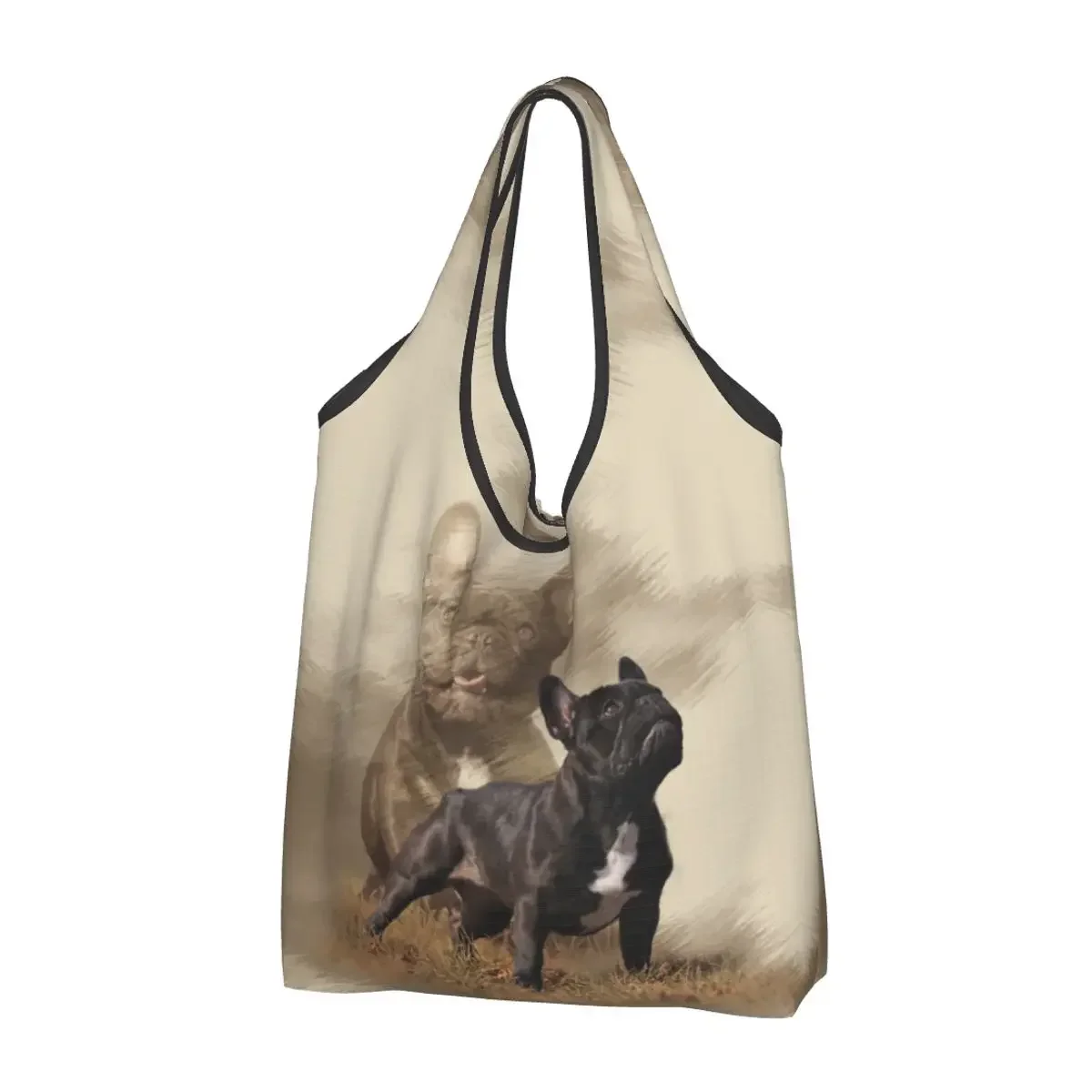 

Fashion Cool French Bulldog Shopping Tote Bag Portable Pet Dog Grocery Shoulder Shopper Bag